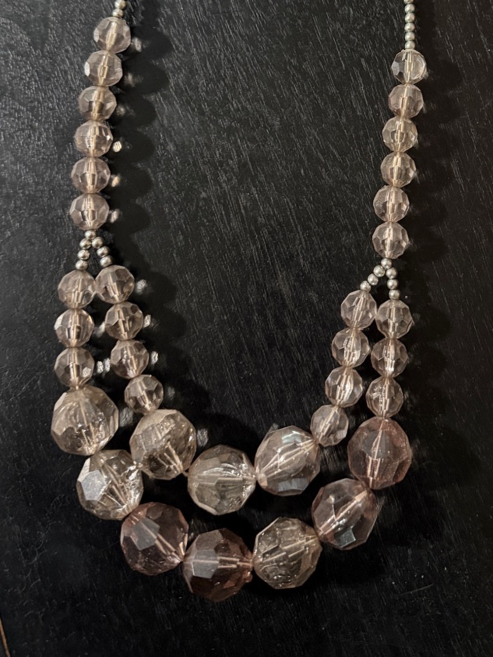Elegant Pinkish Gray Faceted Layered Bead Necklace - Women's Jewelry